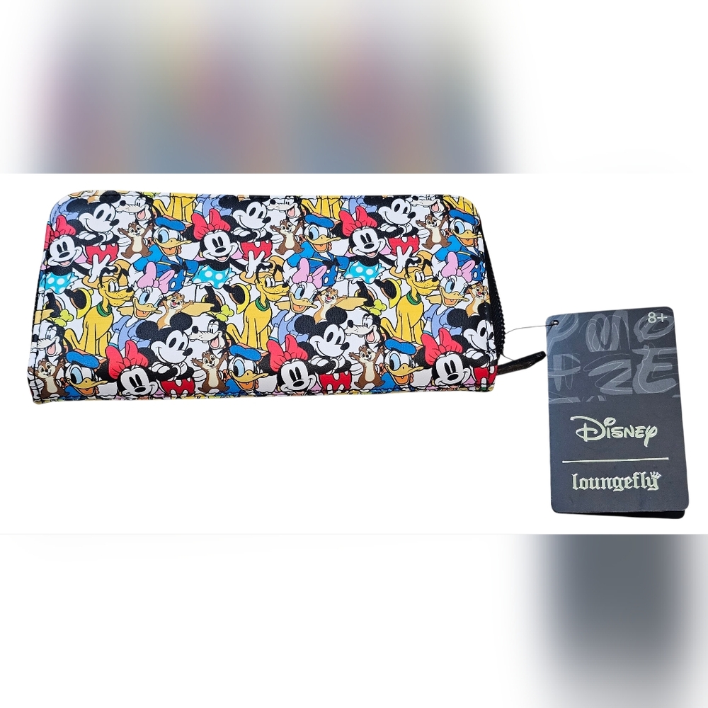 Loungefly Disney Mickey And Friends Characters Multi-Color Zip Wallet - Picture 3 of 8